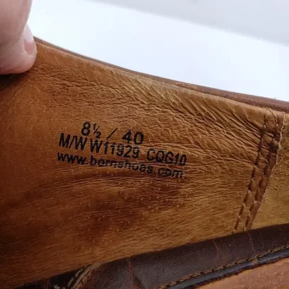 Born Deena Womens Size 8.5 Brown Leather Slip On 3" Heel Formal Booties Shoes - Picture 13 of 13